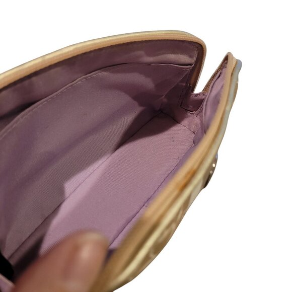 Coach Chelsea Heritage Beige Cosmetic Bag 6.5"-7" Wide 4" Tall Leather Monogram - Picture 8 of 12